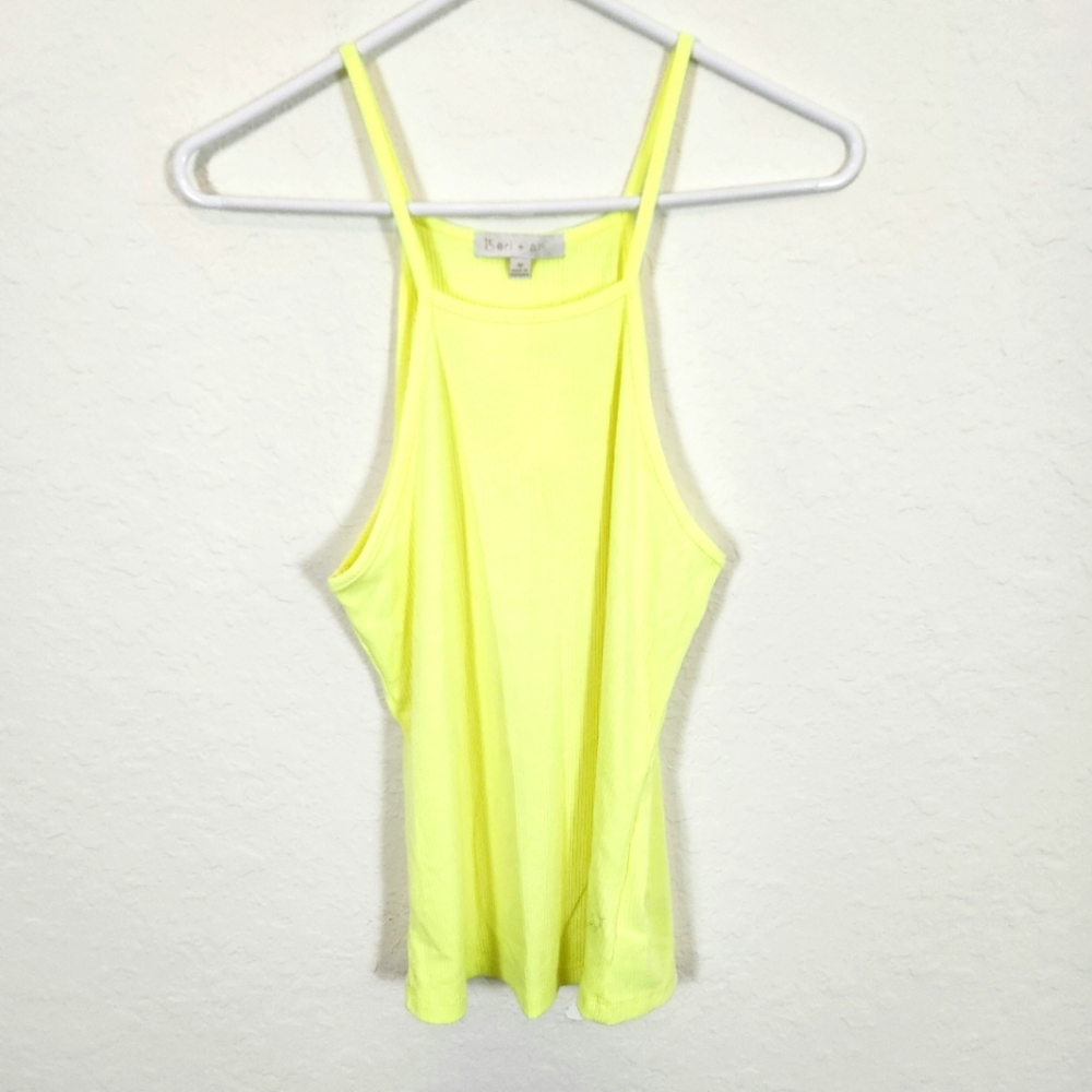 Anthropologie | NWT Eri + Ali Square Neck Tank Top Neon Yellow Medium